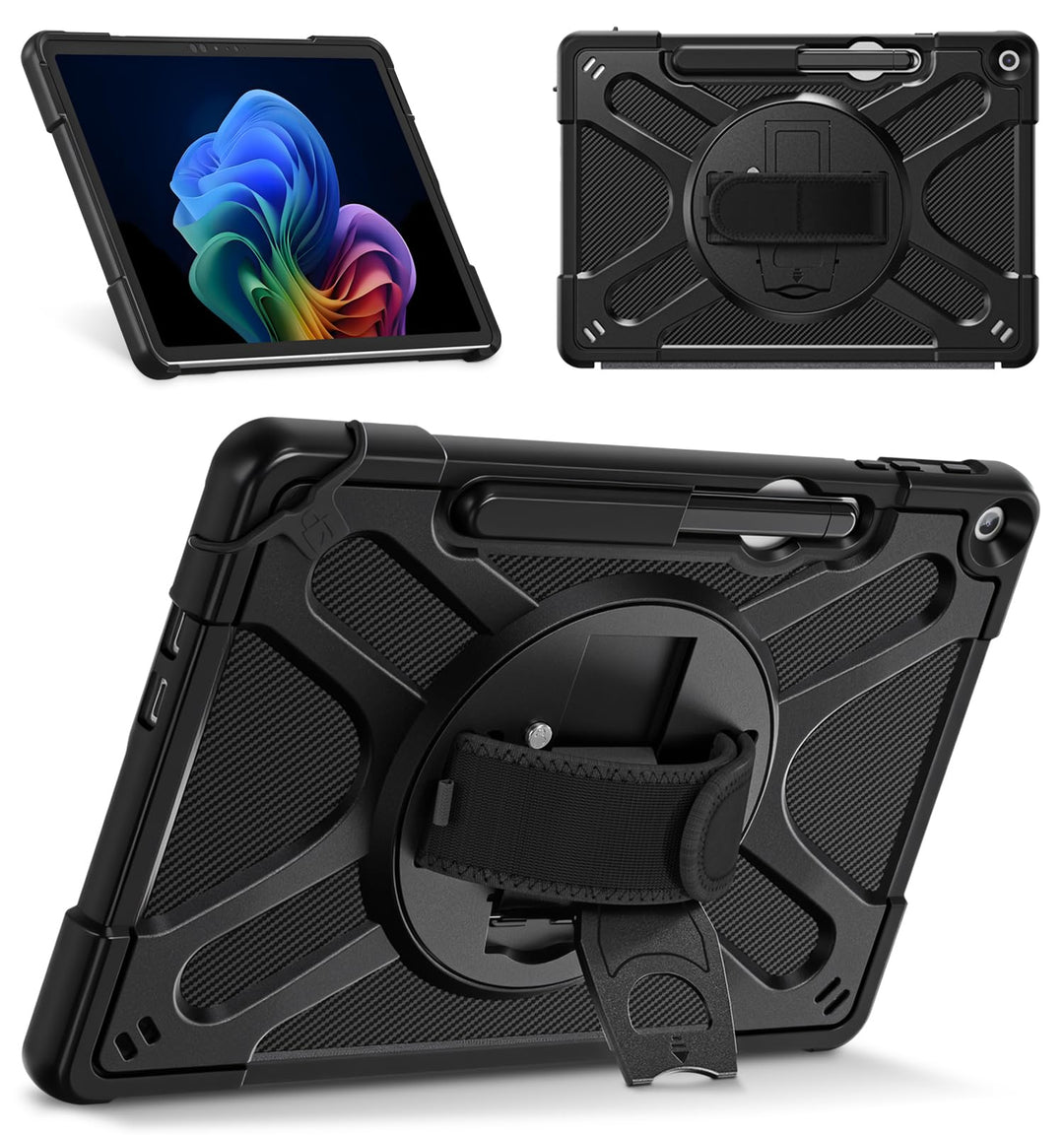 Fintie Hülle für Microsoft Surface Pro 12 Zoll 1. Edition (2025), 360° Drehbare Ständer und Handgurt