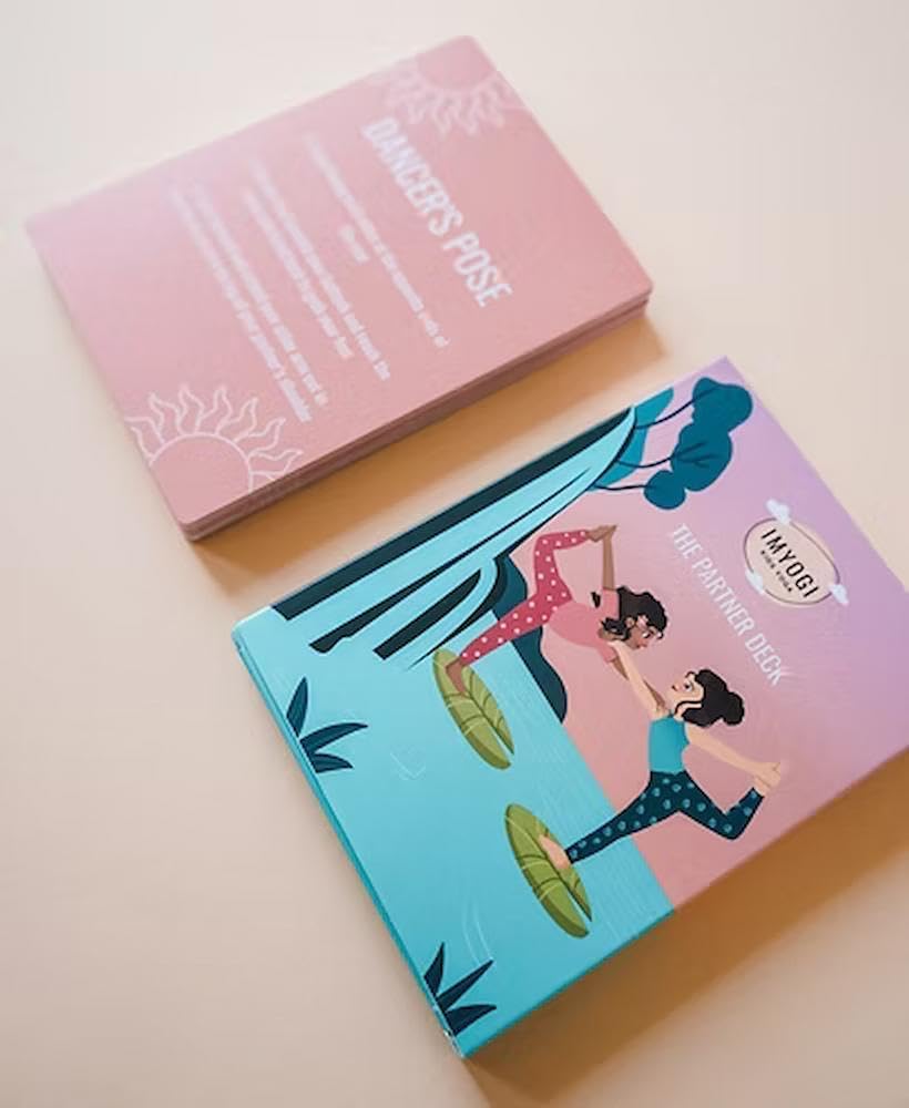 IMYOGI Partner Yoga Karten für Kinder, handillustriert, 30 Partner-Übungen, Meditation für Kinder, K