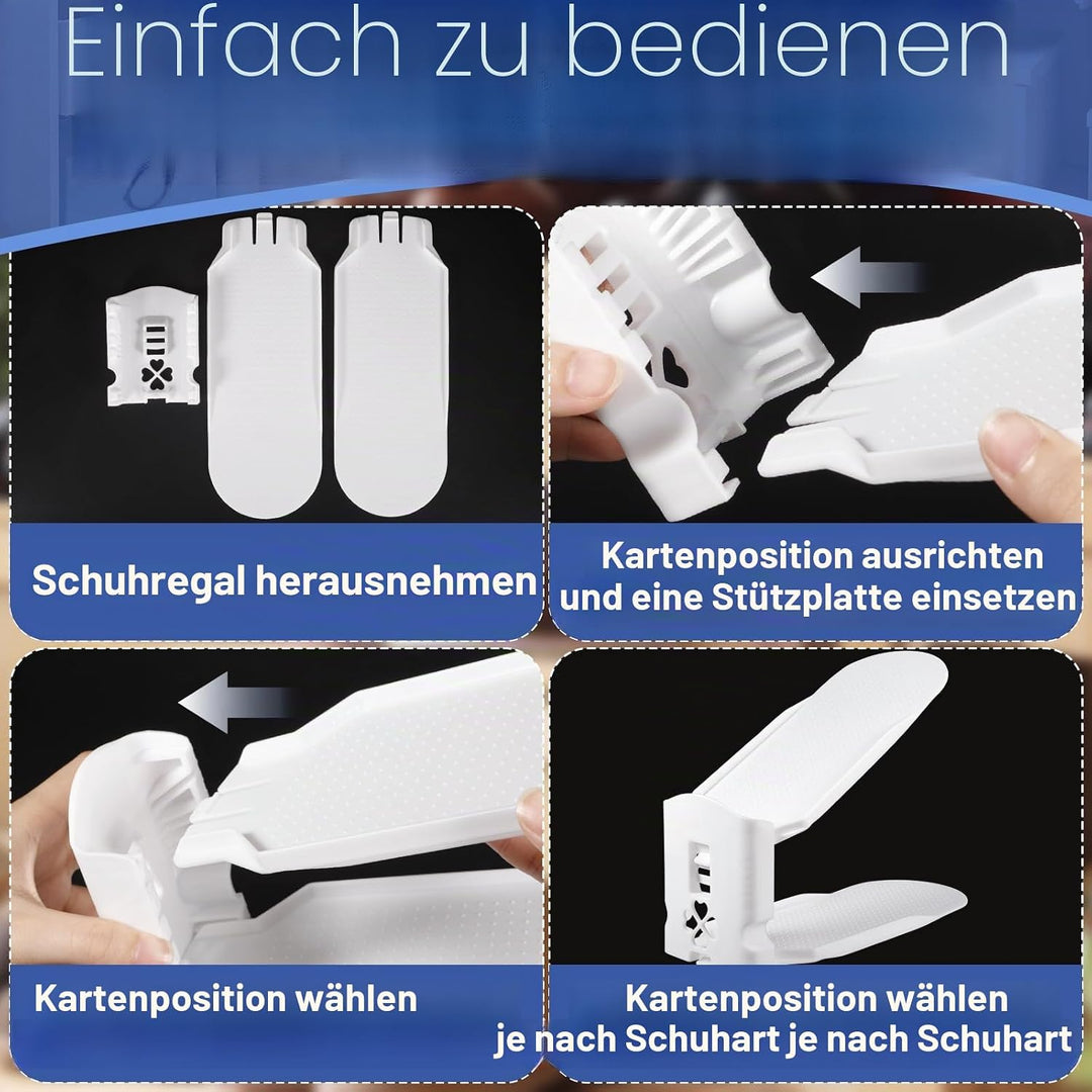 10 Stück Einstellbare Schuhregale, Schuhstapler/Schuhhalter Set, 3 höhenverstellbar, Platzsparend, r