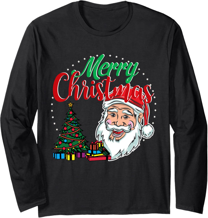 Weihnachtsmann Xmas Frohe Fröhliche Weihnachten Design Langarmshirt