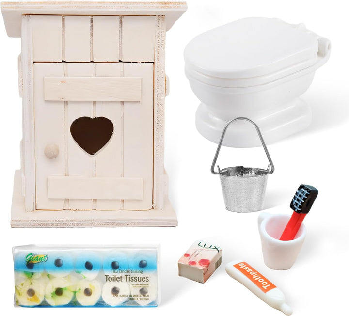 8 Stück Miniatur Toilettenhäuschen Miniatur Deko Badezimmer Puppenhaus Zubehör Wichtel Zubehör Minia