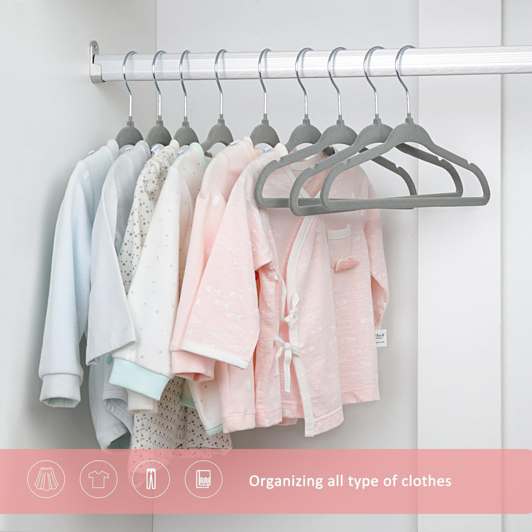 ManGotree Baby-Kleiderbügel aus Samt, Kleinkind-Kinderbügel mit Drehbarem Haken, Gekerbtes Schulter