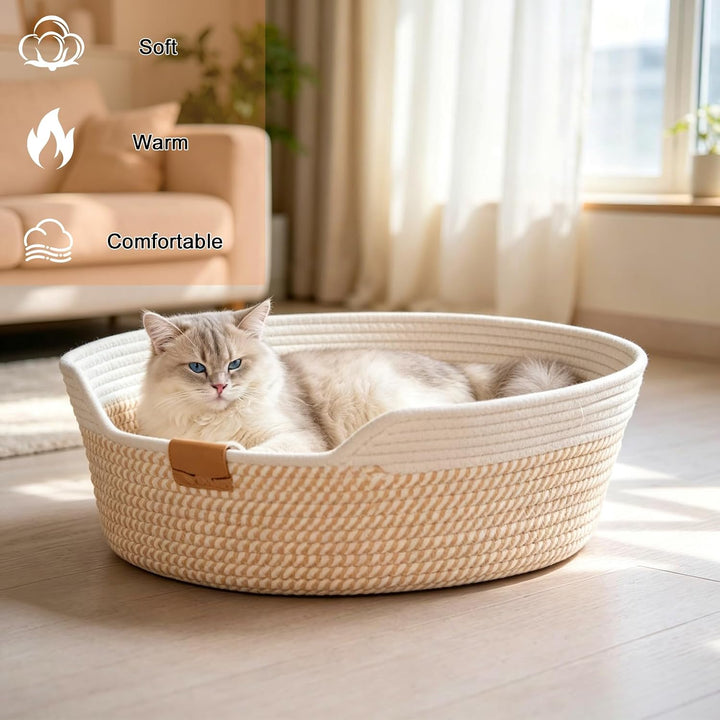 Gewebtes Katzenbett, Katzenkorb Zum Schlafen, Katzenkorb Aus Baumwollseilen, Katzennestchen Geflocht