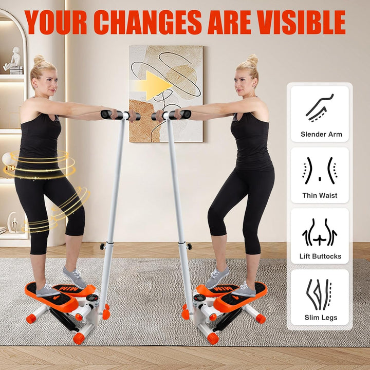 2in1 Stepper mit Ständer und elastischer Kordelleise, Stepper für zuhause, Fitness Stepper, LED-Anze
