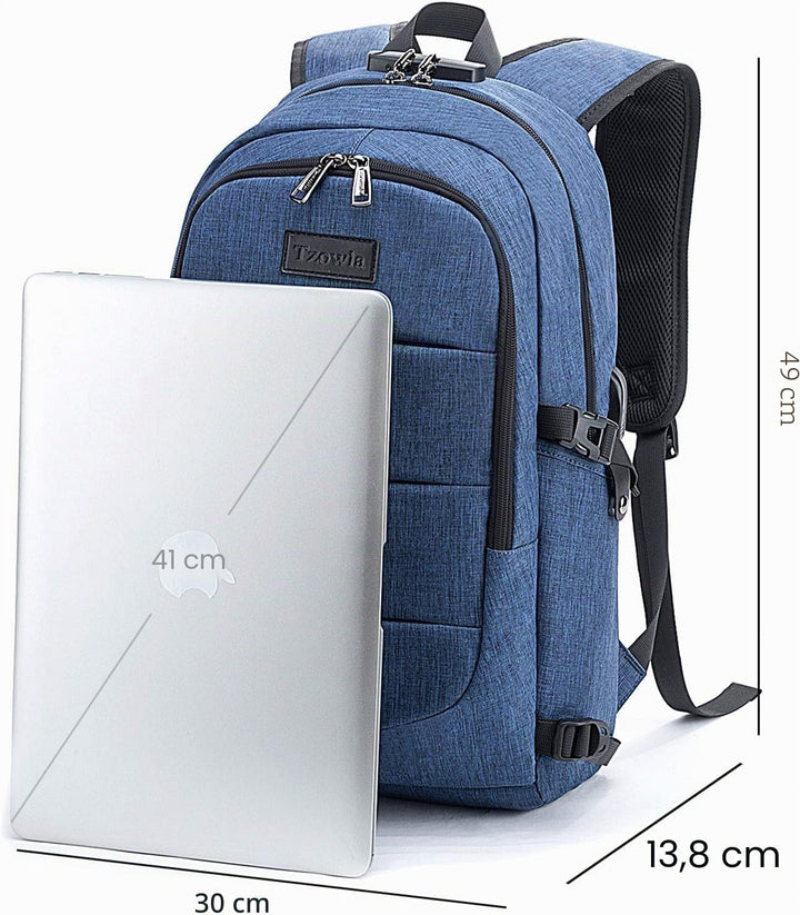 Tzowla Laptop Rucksack Herren und Damen, Reiserucksack Wasserdicht Anti-Diebstahl mit USB-Ladeanschl