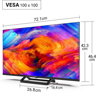 TuTu 32 Zoll TV Fernseher (80cm) LED HD Ready Dolby Audio Triple Tuner (DVB-T/T2-C-S/S2) HDMI USB-Me