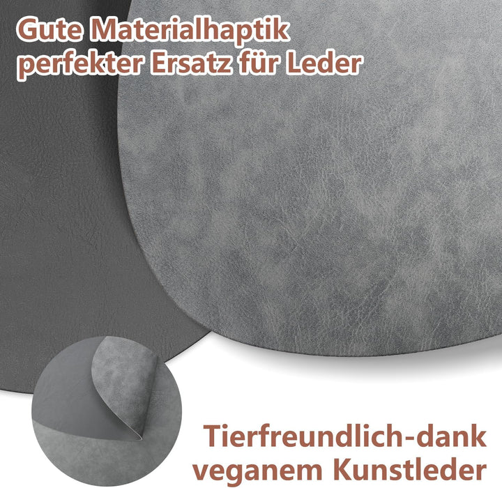 HELI MIAO 4er Set Tischset aus Leder-Imitat，Platzsets abwaschbar und wasserdicht，Platzdeckchen Leder
