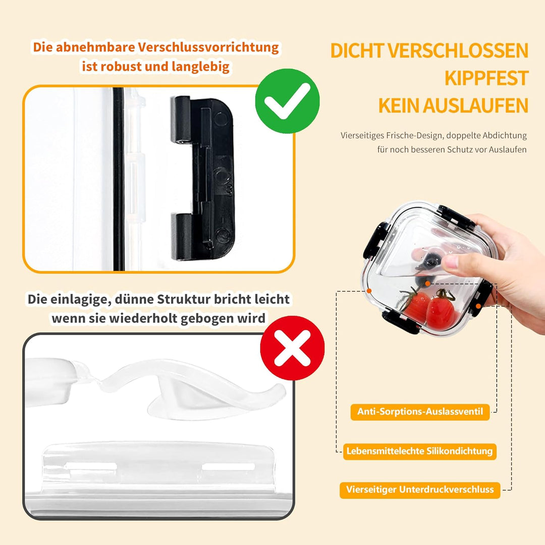 LNWSN 320ml Frischhaltedosen mit Deckel 12er Set, Versiegelter Vorratsdosen Glas mit Deckel aus Verd