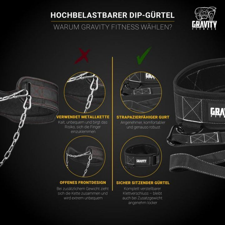 Gravity Fitness Advanced Dip Belt 4 in 1 Heavy Duty Workout Belt
