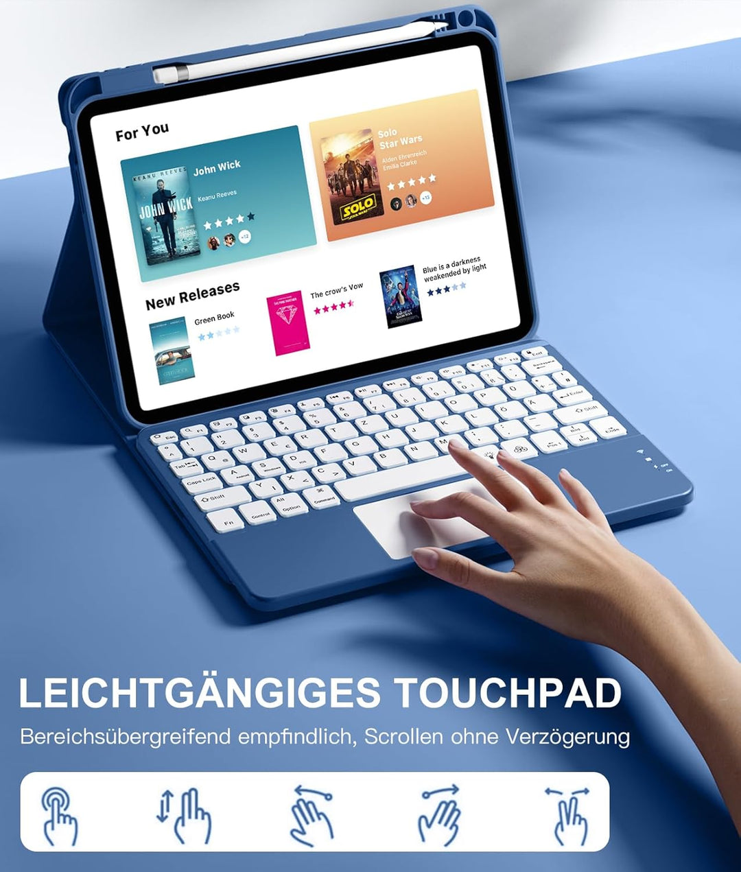 Vobafe Hülle mit Tastatur für iPad 10 Generation 10,9 Zoll 2022, Multi-Touch-Trackpad, 7-farbiges Hi