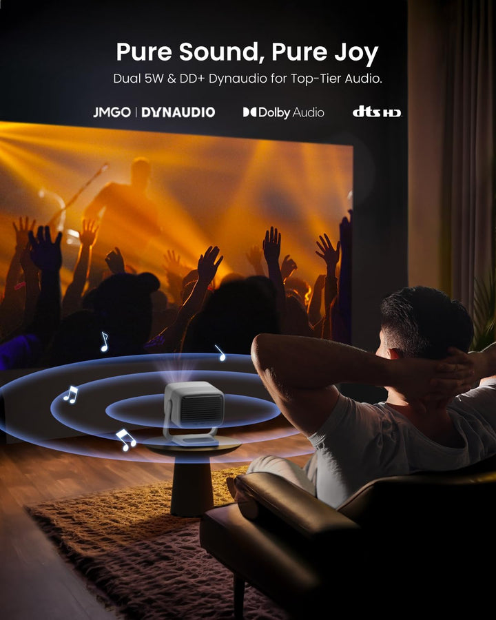 JMGO N1 Beamer, 1080P FHD Projektor, 800 CVIA Lumen Mini Beamer Outdoor, 150 Zoll Triple Laser 3D Be