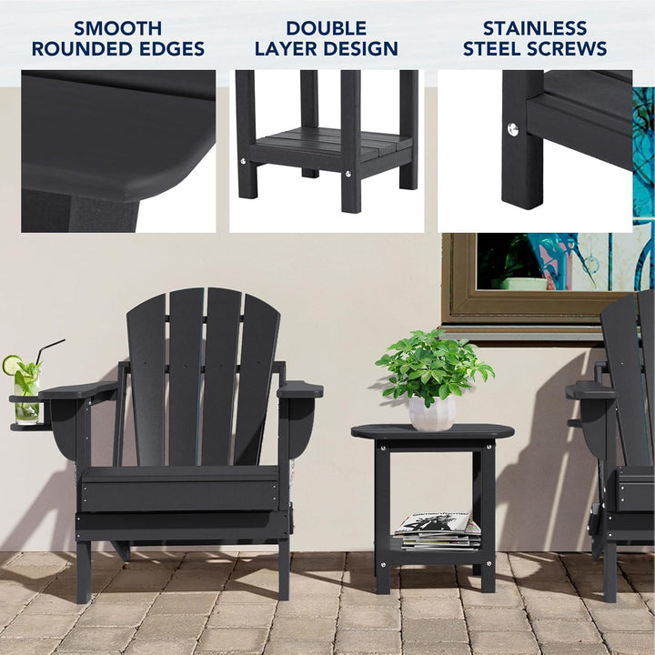 NALONE Adirondack Beistelltisch 16,5" Outdoor-Beistelltisch HDPE Kunststoff Doppelter Adirondack Kle