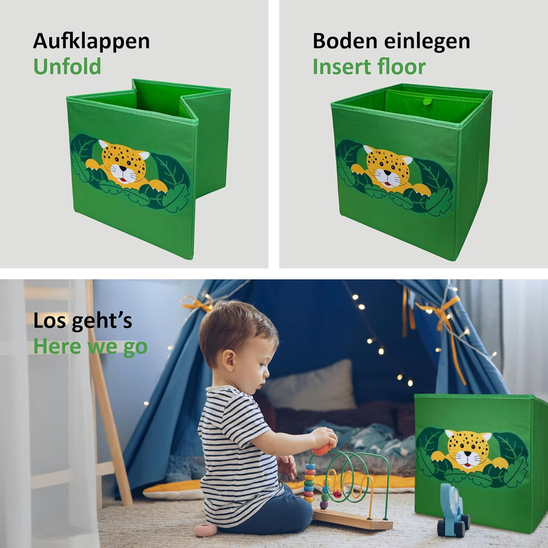 Spielzeugkiste DSCHUNGEL 27L (4 Stück) Spielzeug Aufbewahrung, Spielzeugtruhe, Aufbewahrungsbox Kind