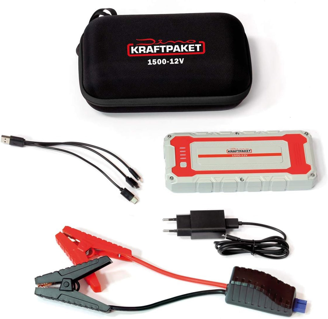 Dino KRAFTPAKET 136150 12V-1500A Starthilfegerät 62.9Wh-Die Neue kraftvolle Generation, kompatible m