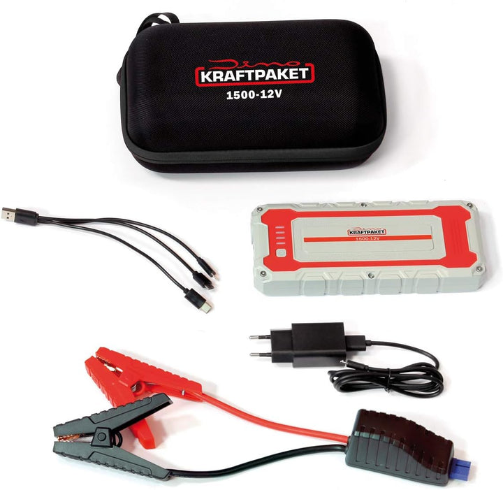 Dino KRAFTPAKET 136150 12V-1500A Starthilfegerät 62.9Wh-Die Neue kraftvolle Generation, kompatible m