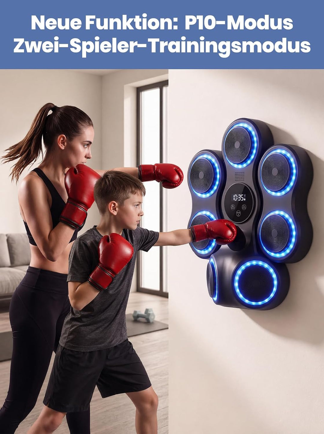 Music Boxing Machine für Erwachsene, Musikboxing Maschine mit LED-Lichtern, Bluetooth, 9 Geschwindig