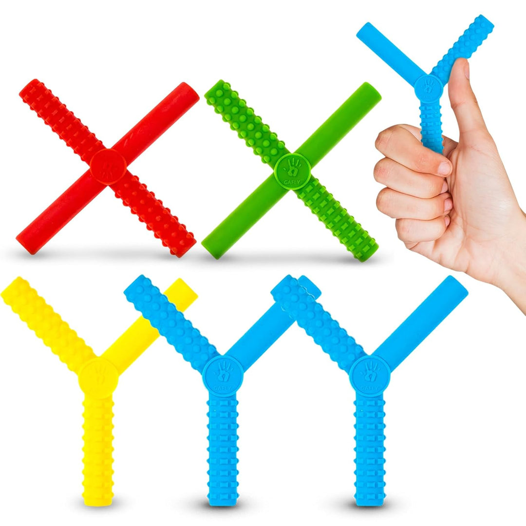 Gafly X's and Y's (4 Stück) – sensorisches Kauen für Kinder mit Autismus, Jungen und Mädchen, spezie
