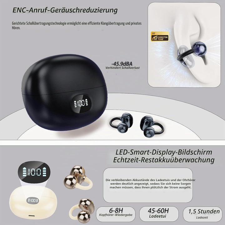 Kabellos Bluetooth Kopfhörer, Open-Ear-Kopfhörer, Ohrclip mit Beeindruckender Klang, Bluetooth 5,4,