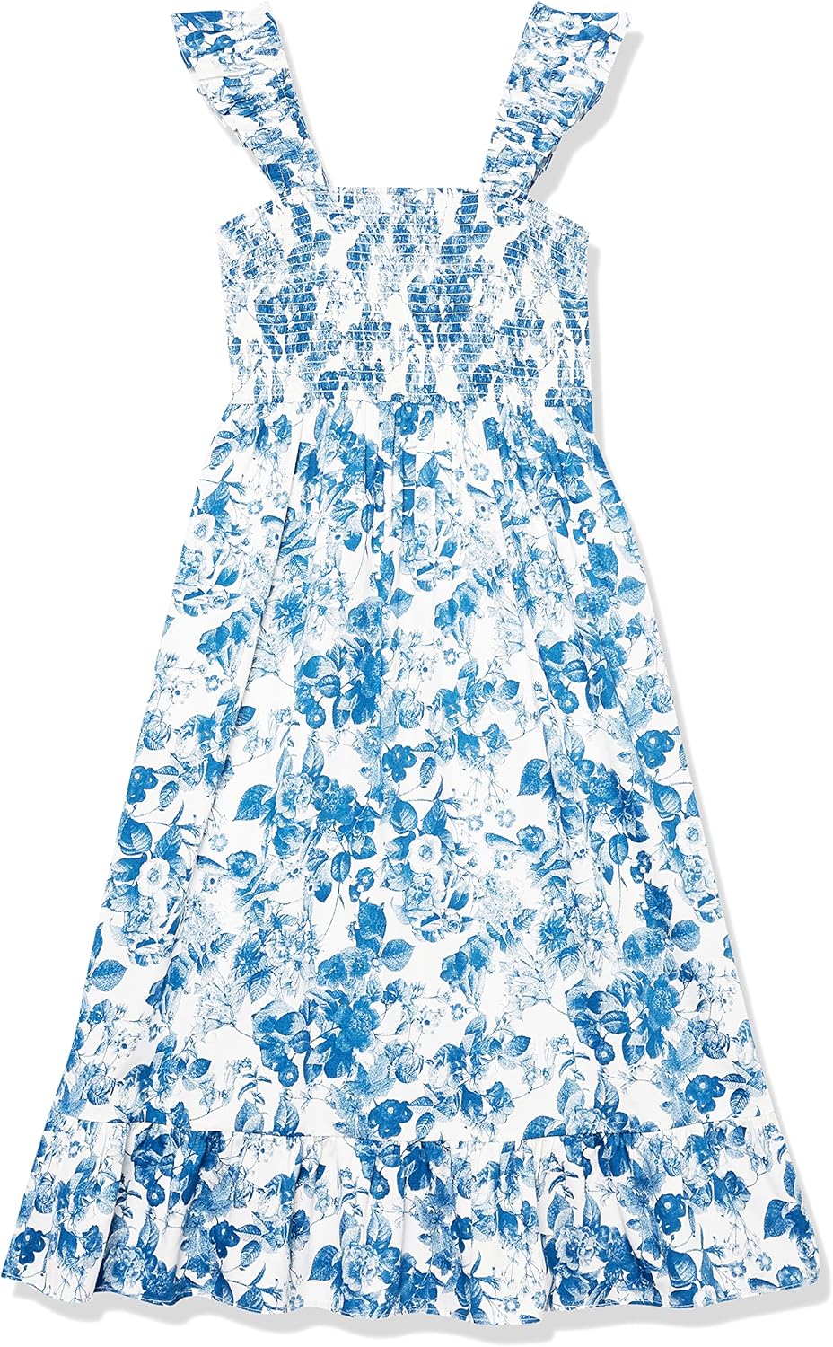 The Drop Damen Kimi Gesmoktes Midikleid mit Gerüschter Schulter Dresses 4XL Grosse Grössen Blaues Bl