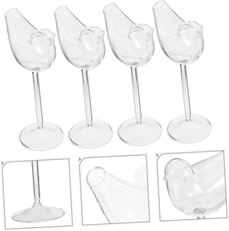 Cabilock 4 Stück Birdie Weinglas Klarer Kaffeebecher Glasvogelgläser, Cocktailgläser Weingläser Kelc