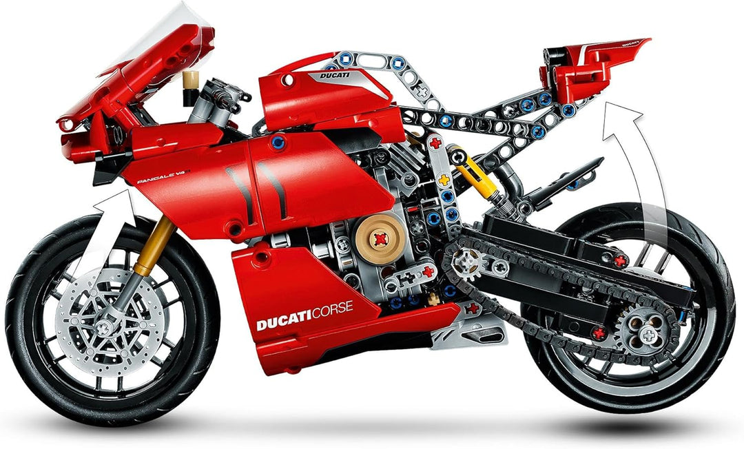 LEGO 42107 Technic Ducati Panigale V4 R Motorrad, Supermotorrad-Schaustück für Sammler, Set für Kind