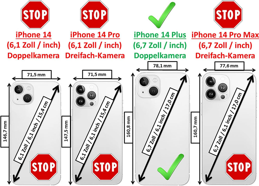 Mobiskin Hülle passend für Apple iPhone 14 Plus (6,7 Zoll), Handyhülle mit echtem Leder, Case, Schut