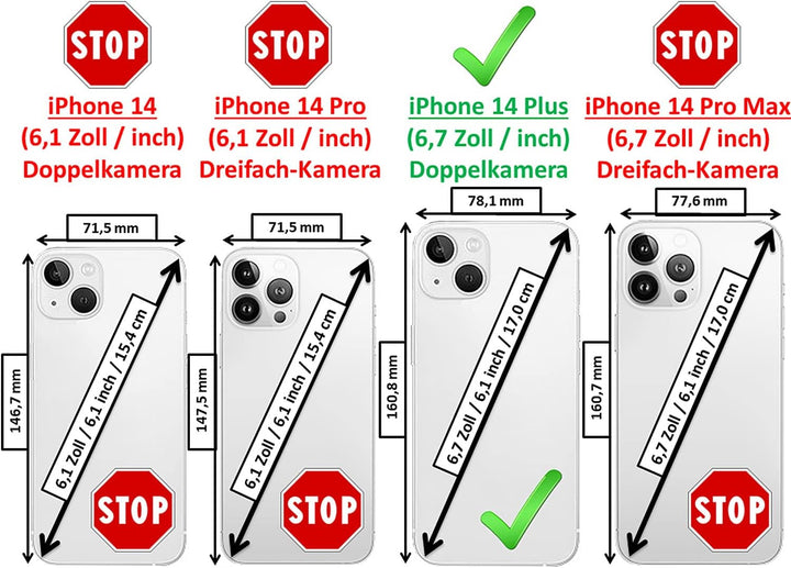 Mobiskin Hülle passend für Apple iPhone 14 Plus (6,7 Zoll), Handyhülle mit echtem Leder, Case, Schut