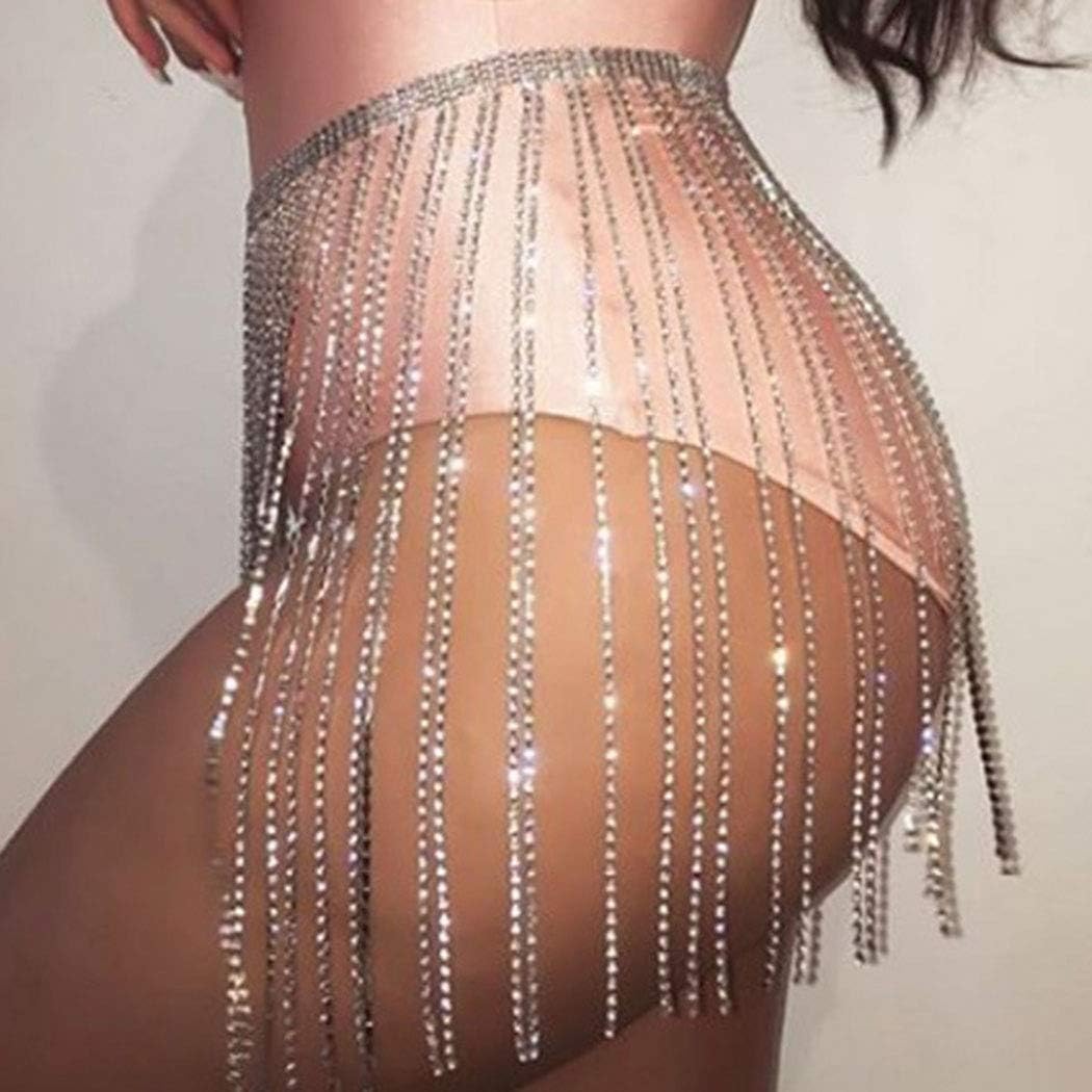Sethain Boho Taillenkette Silber Quaste Strass Ketten Bauch Kristall Kette Bikini Körperzubehör Schm