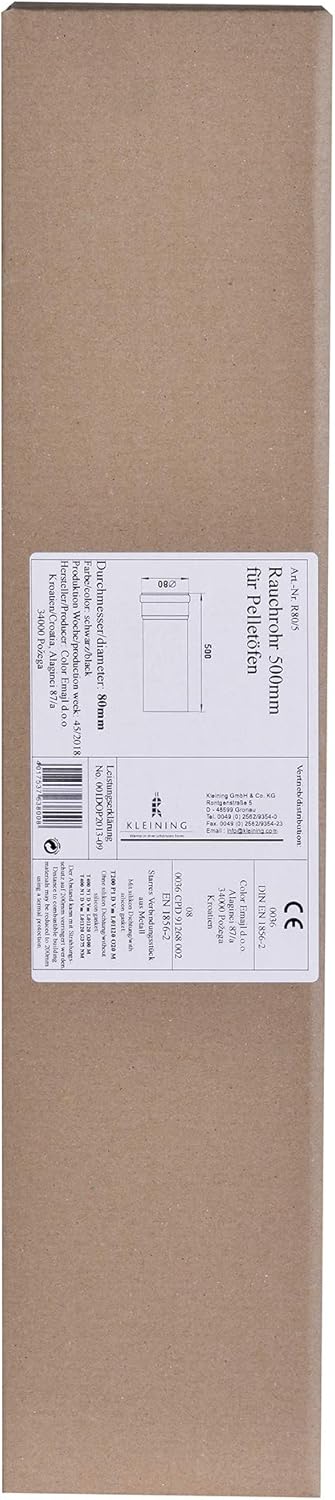 FIREFIX R80/5 Pelletofenrohr aus 1,2 mm starken Stahl in 80 mm Durchmesser, für Pelletöfen und Pelle