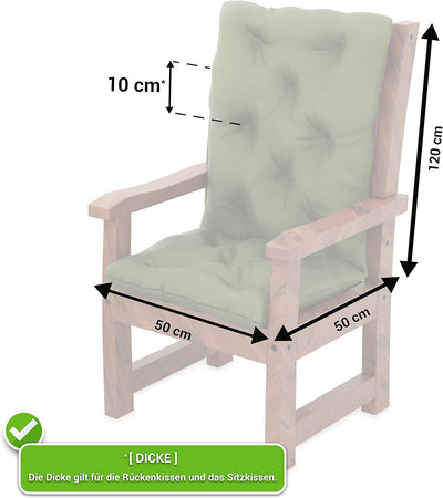 MOLTICO Stuhlkissen Sitzkissen und Rückenkissen für Stühle Sessel Wasserdicht - Indoor und Outdoor -