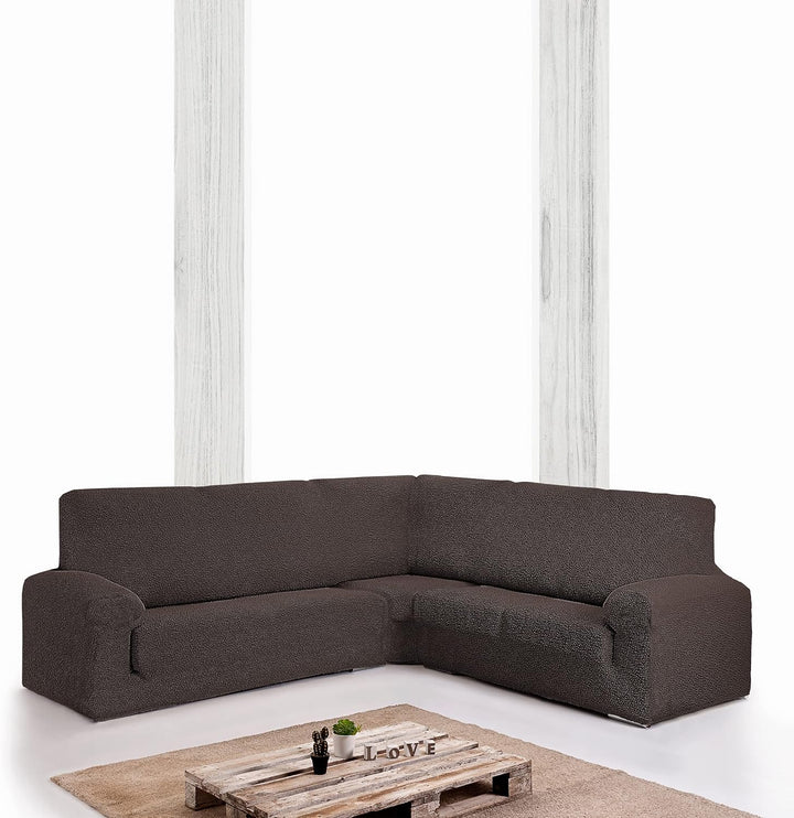 Milica Bezug für Ecksofa, aus anpassbarem Butan-Stoff, extra gross (bis zu 600 cm), Farbe 07 braun 0