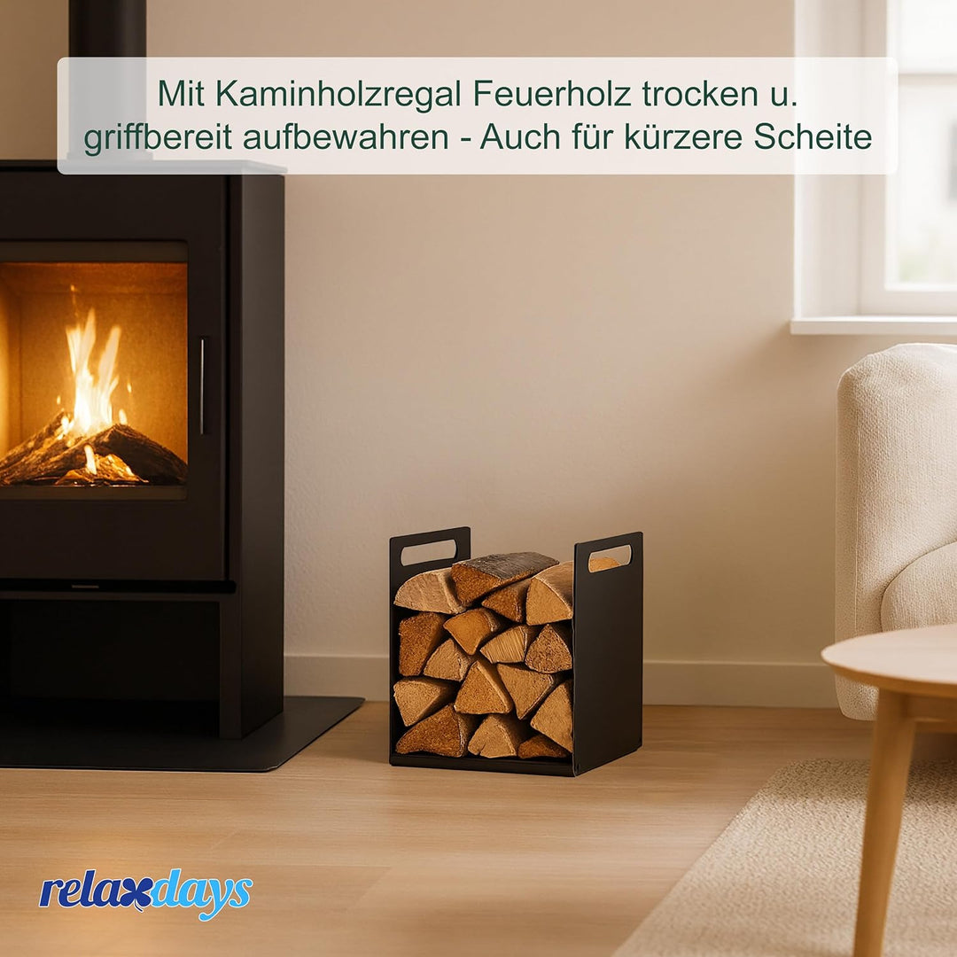 Relaxdays Kaminholzregal, Metall, modern, HBT: 35x40x30 cm, Brennholzregal Feuerholz, Stapelholz & B