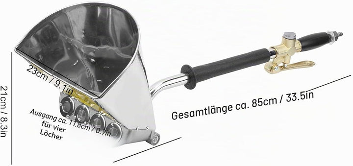 4 Jet Putzwerfer, Druckluft Mörtelspritze Berufswand Mörser Sprüher Druckluft Putzmaschine mit 18 mm