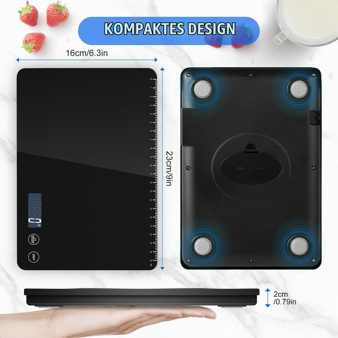 Grosse Digitale Küchenwaage 15kg, Lebensmittelwaage mit 1g Genauigkeit, Anpassbare Auto-Abschaltung