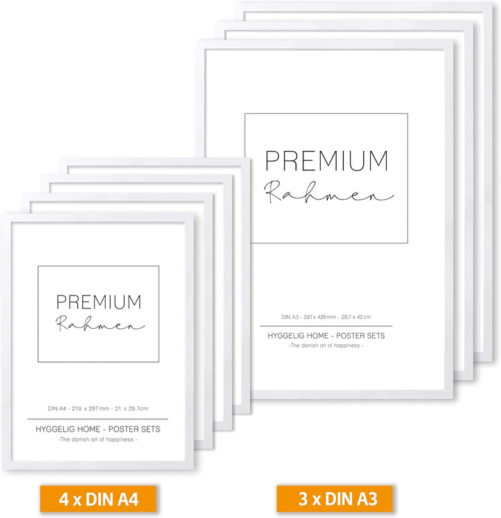 Hyggelig Home Premium Poster Set - 7 harmonische Bilder Palme schwarz weiss - Set Palmenblatt- mit R