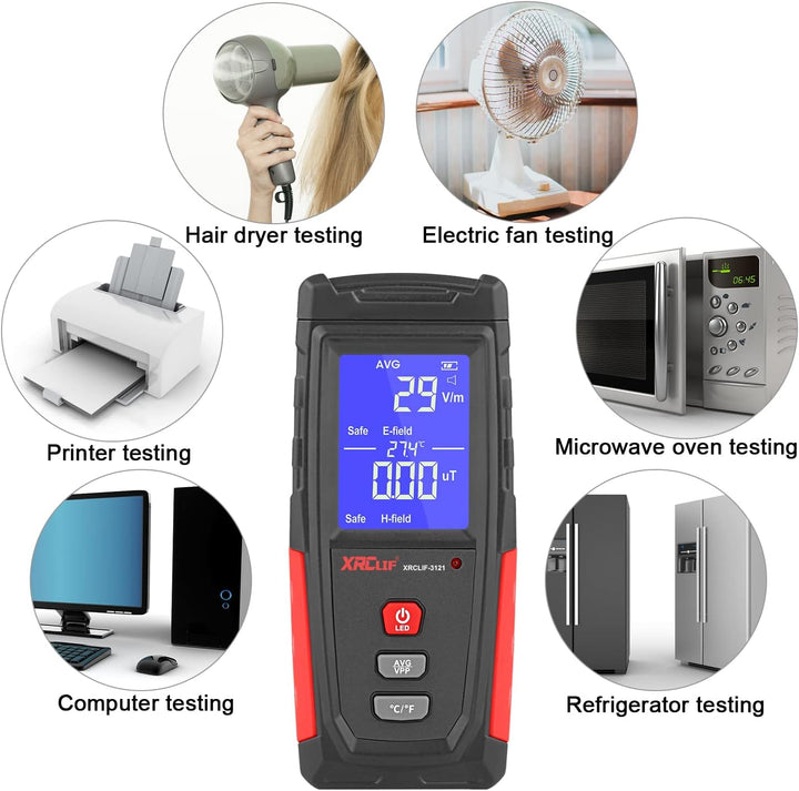 EMF Messgerät, XRCLIF Digitaler Elektromagnetischer Strahlungsdetektor, Handheld EMF Tester für Zuha