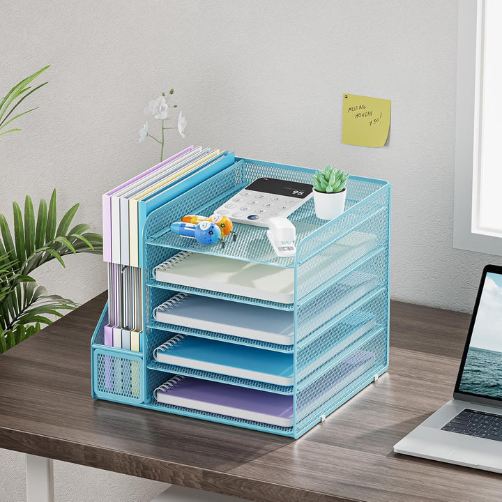 Marbrasse Schreibtisch Organizer und Büro Zubehör,5-Tier Briefablage Organizer mit Briefständer,Mesh