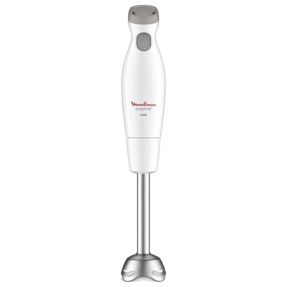 Moulinex Easychef DD4511 Stabmixer, 450 W, 2 Geschwindigkeiten, Zelkrom-Klingen, Weiss Weiss / Rostr