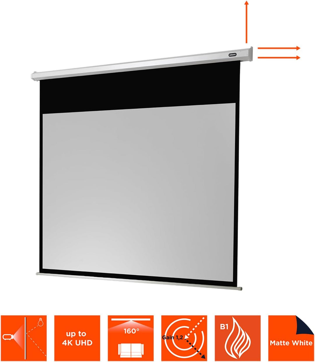 celexon Economy Motor-Leinwand 65" | 120x120 cm 1:1 | elektrische 4K,Full-HD Beamer-Leinwand für Bür