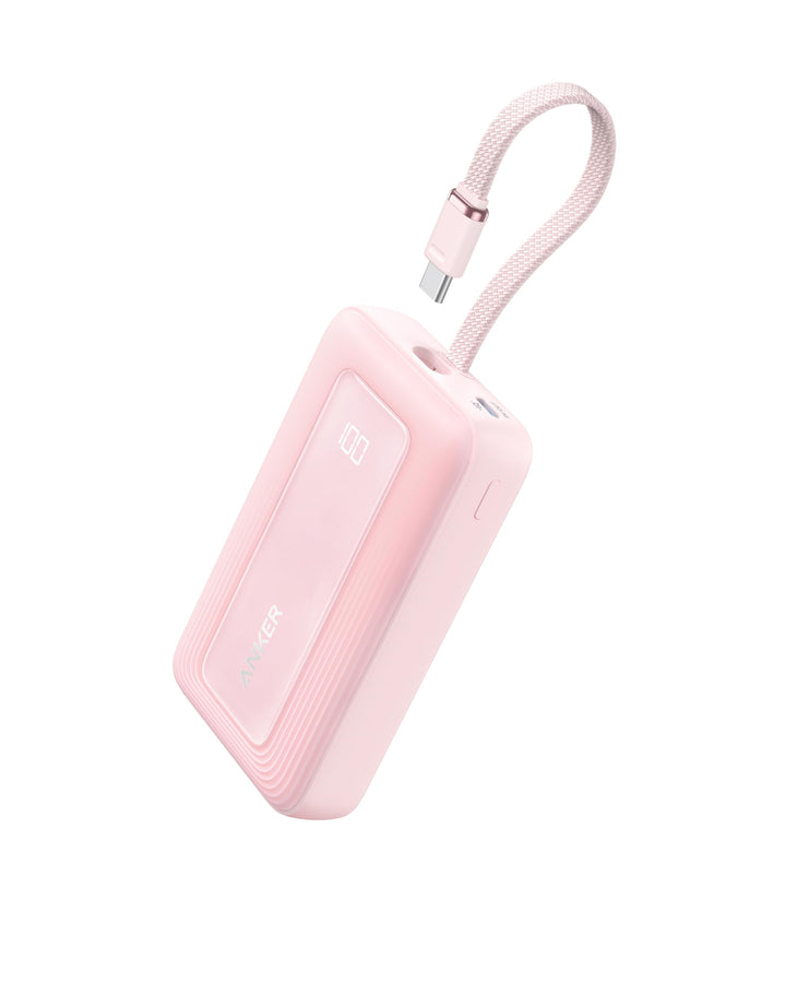 Anker Power Bank, Powerbank 20000mAh 30W mit integriertem USB-C Kabel, High-Speed portables Ladegerä