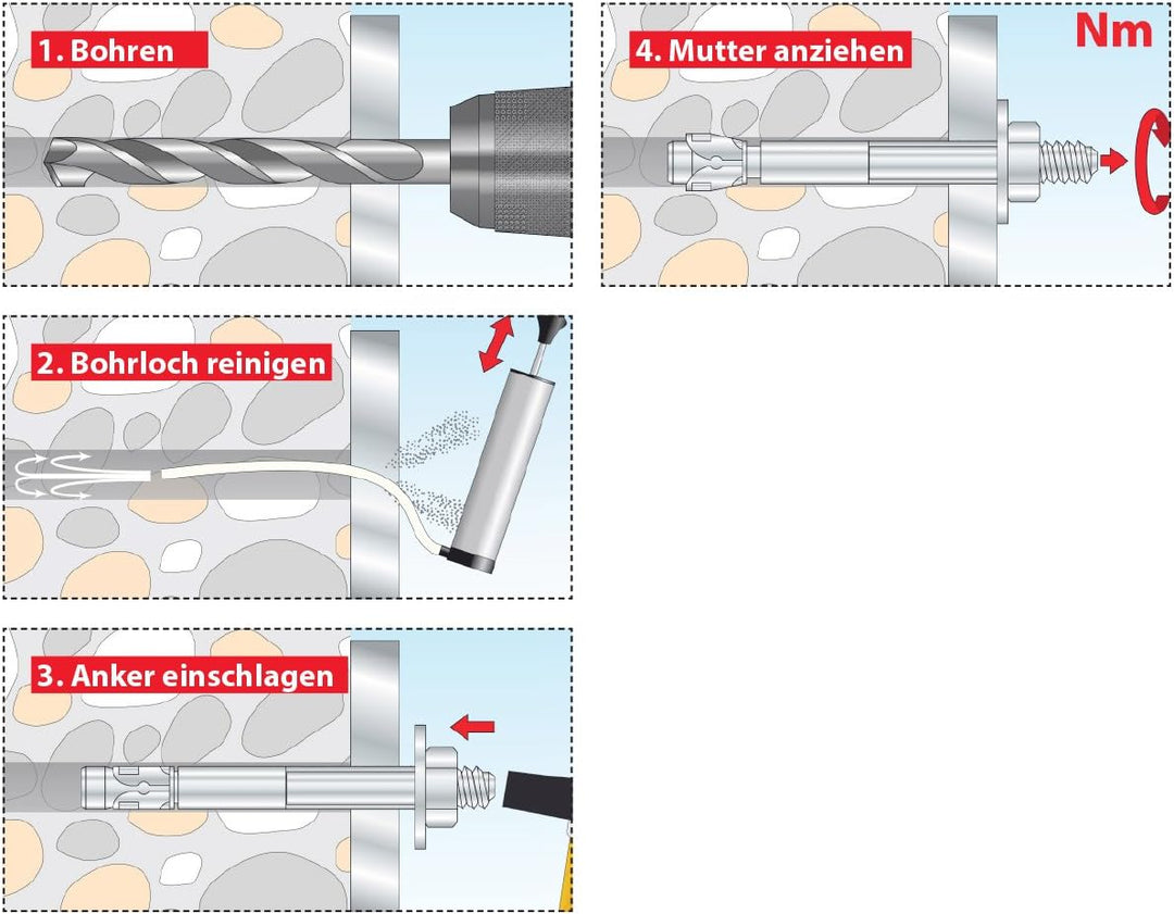 TOX Bolzenanker M8x115/50 KT, Inhalt Karton S-Fix Pro 1 Edelstahl A4 M8 x 115/50 mm, 50 Stück, 04017