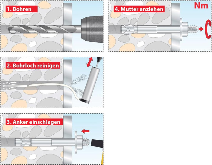 TOX Bolzenanker M8x115/50 KT, Inhalt Karton S-Fix Pro 1 Edelstahl A4 M8 x 115/50 mm, 50 Stück, 04017
