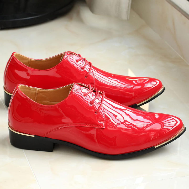 zpllsbratos Herren Lederschuhe Lackschuhe Derby Schnürhalbschuhe Oxford Hochzeit Schuhe 38-48, Rot