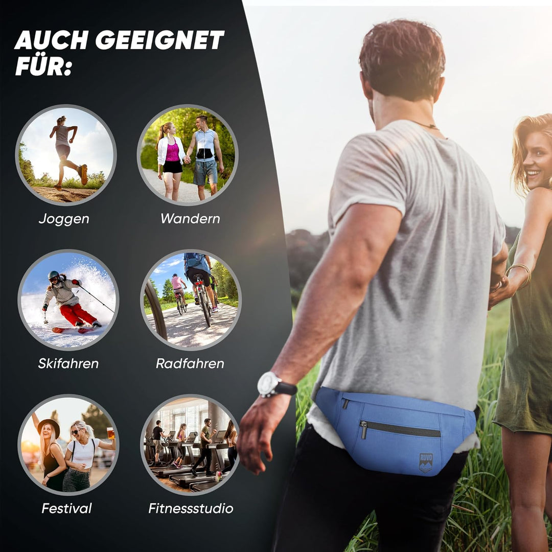 RUVO® Bauchtasche Herren und Damen | Diebstahlsichere Bauchtasche | Outdoor Gürteltasche Herren & Da