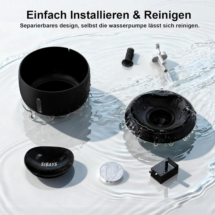 SIBAYS Trinkbrunnen für Katze - 3.5L Katzenbrunnen mit 25dB Ultraleise Pumpe & LED-Fenster - Trinkbr