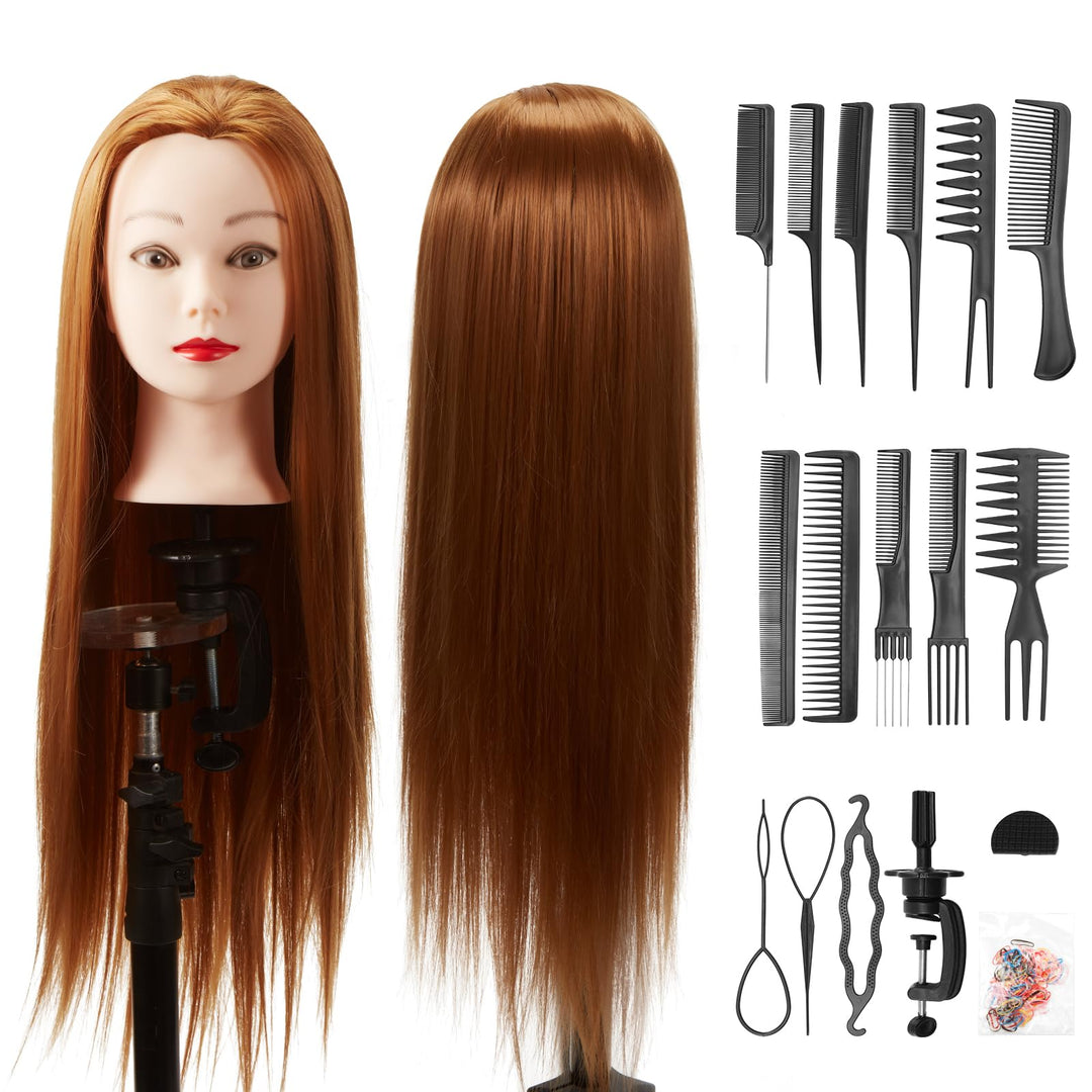 Frisierkopf Trainingsköpfe Übungskopf Friseur 28" Synthetik Haar Trainingskopf Frisurenkopf Puppenko