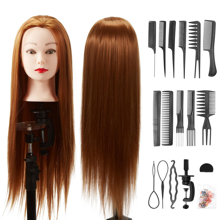Frisierkopf Trainingsköpfe Übungskopf Friseur 28" Synthetik Haar Trainingskopf Frisurenkopf Puppenko