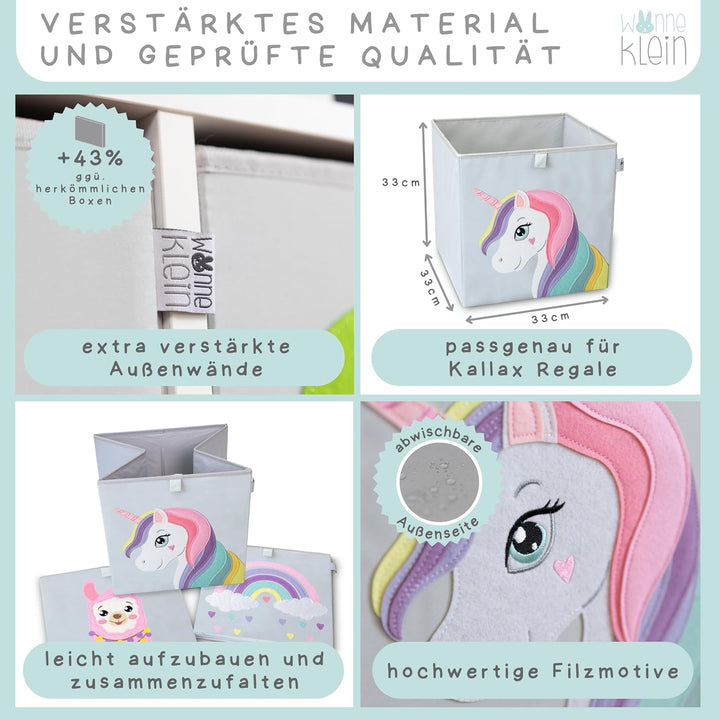 wonneklein Aufbewahrungsbox Kinder für Kallax Regal I Einsatz Kinderregal I Faltbox 33x33x33 Kinderz