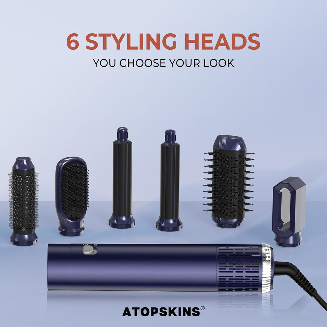 Atopskins Air styler 6 in 1 Hairstyler Haarstyler mit 1000W Haartrockner, Lockenstab, Warmluftbürste