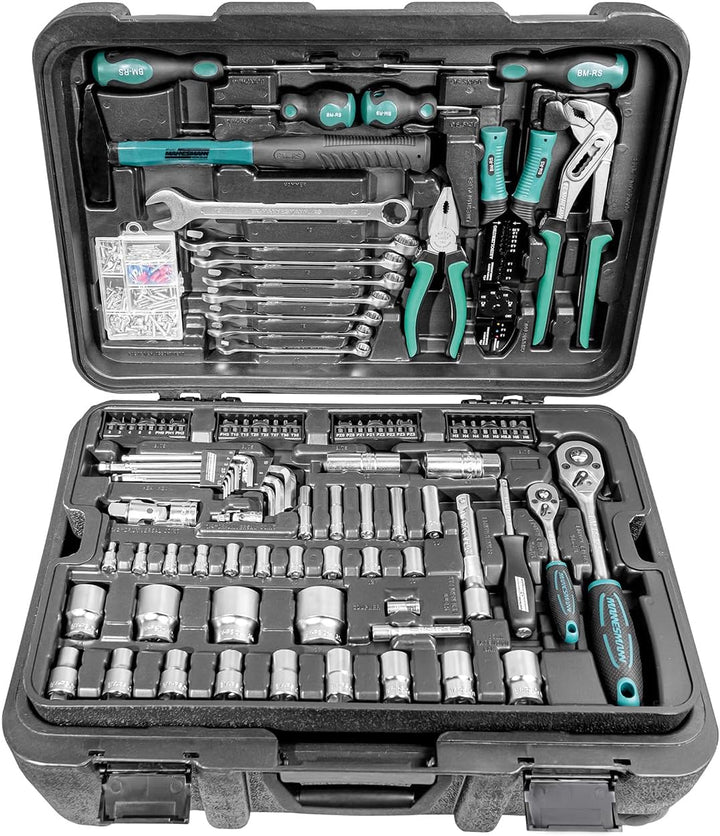 Brüder Mannesmann M29070 Fahrbarer Werkzeugkoffer, 122-teilig, Schwarz